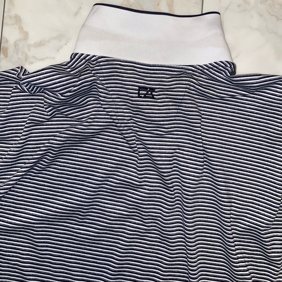 Cutter & Buck Forge Tonal Stripe Stretch Mens Big and Tall Polo 3XLT Black/White - Picture 10 of 14